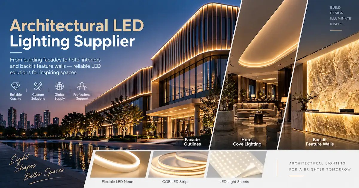 Architectural LED Lighting Supplier for Facade Outlines, Hotel Cove Lighting, and Backlit Feature Walls Architectural LED Lighting Supplier for Facade Outlines, Hotel Cove Lighting, and Backlit Feature Walls