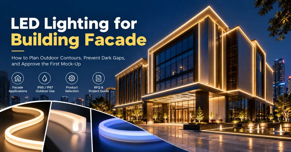 LED Lighting for Building Facade: How to Plan Outdoor Contours, Prevent Dark Gaps, and Approve the First Mock-Up LED Lighting for Building Facade: How to Plan Outdoor Contours, Prevent Dark Gaps, and Approve the First Mock-Up